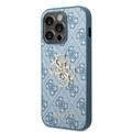 Guess PU Leather 4G Classic and Stylish Case with Big Metal Logo iPhone 14 Pro Compatibility - Blue