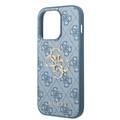 Guess PU Leather 4G Classic and Stylish Case with Big Metal Logo iPhone 14 Pro Compatibility - Blue