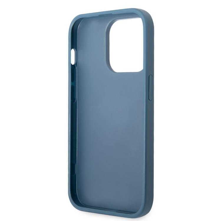 Guess PU Leather 4G Classic and Stylish Case with Big Metal Logo iPhone 14 Pro Compatibility - Blue