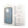 Guess PU Leather 4G Classic and Stylish Case with Big Metal Logo iPhone 14 Pro Compatibility - Blue