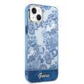 Guess PC/TPU IML Case With Double Layer Electroplated Camera Outline & Toile De Jouy - iPhone 14 - Blue