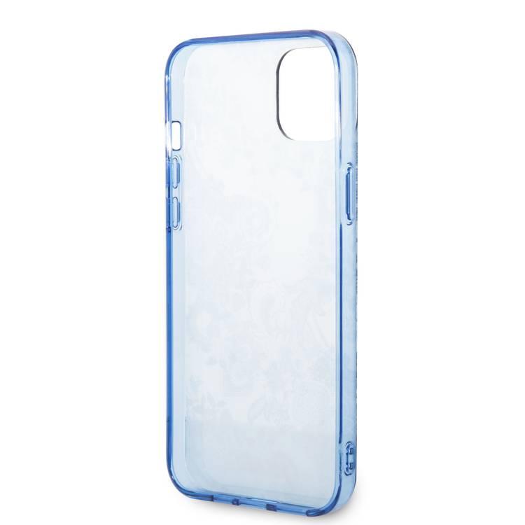 Guess PC/TPU IML Case With Double Layer Electroplated Camera Outline & Toile De Jouy - iPhone 14 - Blue