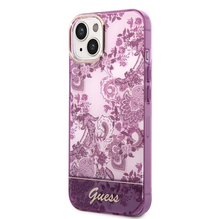 Guess PC/TPU IML Case With Double Layer Electroplated Camera Outline & Toile De Jouy - iPhone 14 - Fuchsia