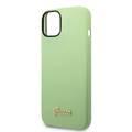 Guess Liquid Silicone Case With PC Camera Outline & Script Metal Logo - iPhone 14 Plus - Green