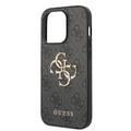 Guess PU Leather 4G Classic and Stylish Case with Big Metal Logo iPhone 14 Pro Compatibility - Grey