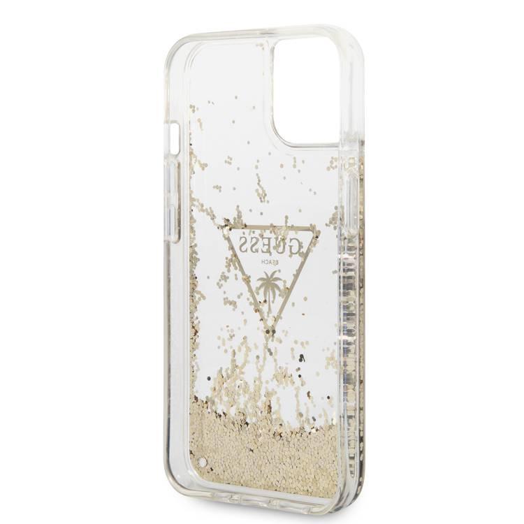 Guess Liquid Glitter Case With Translucent Triangle Logo - iPhone 14 Plus - Transparent