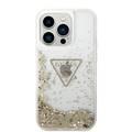 Guess Liquid Glitter Case With Translucent Triangle Logo - iPhone 14 Pro - Transparent