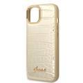 Guess PU Croco Case with Metal Camera Outline, Latest Design iPhone 14 Compatibility - Gold