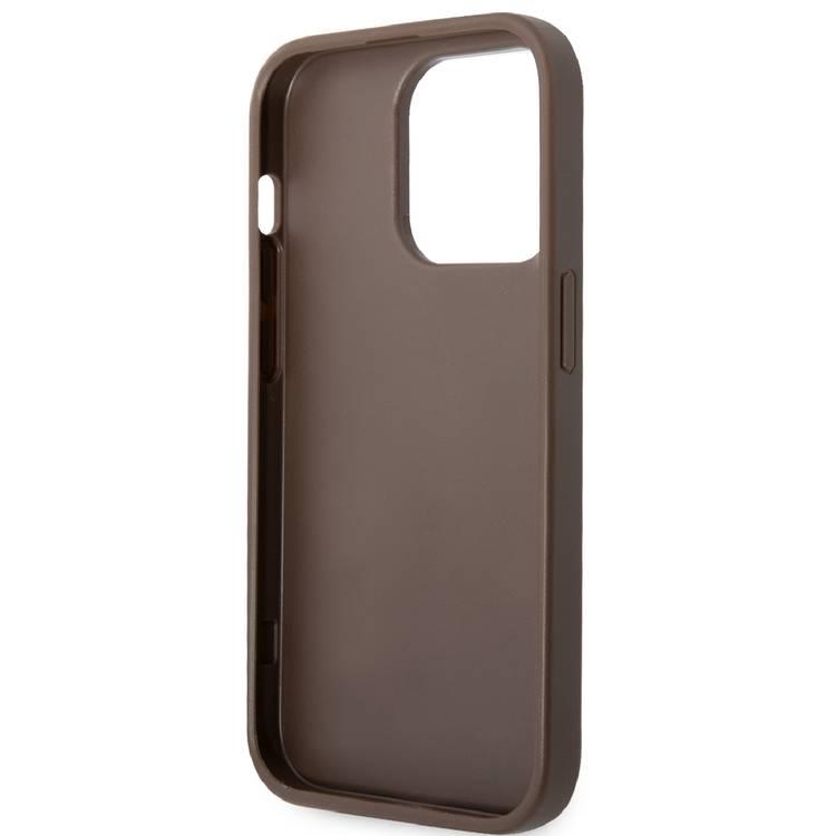 Guess PU Leather 4G Classic and Stylish Case with Big Metal Logo iPhone 14 Pro Compatibility - Brown