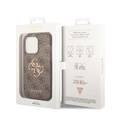 Guess PU Leather 4G Classic and Stylish Case with Big Metal Logo iPhone 14 Pro Compatibility - Brown