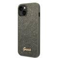 Guess PC/TPU Glitter Flakes Case with Script Metal Logo iPhone 14 Compatibility - Green