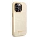 Guess PU Croco Case with Metal Camera Outline, Latest Design iPhone 14 Pro Max Compatibility - Gold