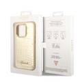 Guess PU Croco Case with Metal Camera Outline, Latest Design iPhone 14 Pro Max Compatibility - Gold