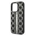 Karl Lagerfeld Grained PU Leather Case with Monogram Pattern & Vertical Logo Compatble iPhone 14 Pro Compatibility - Gray