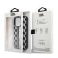 Karl Lagerfeld Grained PU Leather Case with Monogram Pattern & Vertical Logo Compatble iPhone 14 Pro Compatibility - Gray