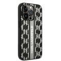 Karl Lagerfeld Grained PU Leather Case with Monogram Pattern & Vertical Logo Compatble iPhone 14 Pro Max Compatibility - Gray