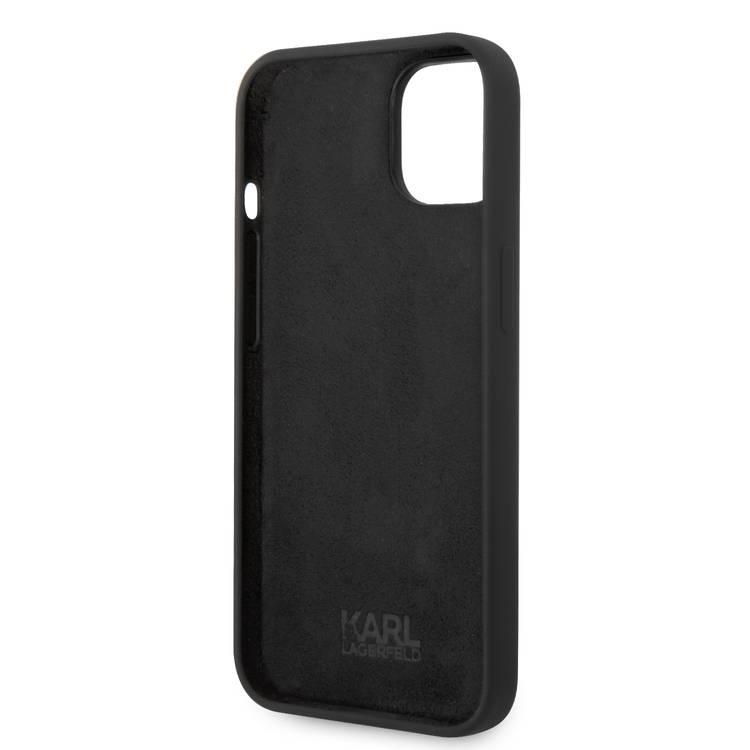 Karl Lagerfeld Liquid Silicone Case with Karl Head Logo iPhone 14 Plus Compatibility - Black