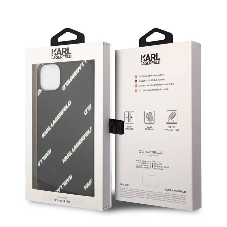 Karl Lagerfeld Grained PU Leather Case with Logomania Pattern iPhone 14 Plus Compatibility - Black