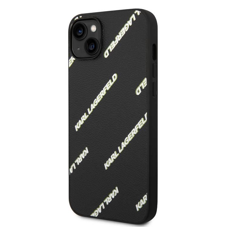 Karl Lagerfeld Grained PU Leather Case with Logomania Pattern iPhone 14 Plus Compatibility - Black