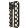 Karl Lagerfeld Grained PU Leather Case with Monogram Pattern & Vertical Logo Compatble iPhone 14 Pro Compatibility - Brown