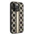 Karl Lagerfeld Grained PU Leather Case with Monogram Pattern & Vertical Logo Compatble iPhone 14 Pro Compatibility - Brown