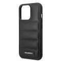 Karl Lagerfeld Quilted Nylon Puffy Case with Metal Logo Plate iPhone 14 Pro Max Compatibility - Black