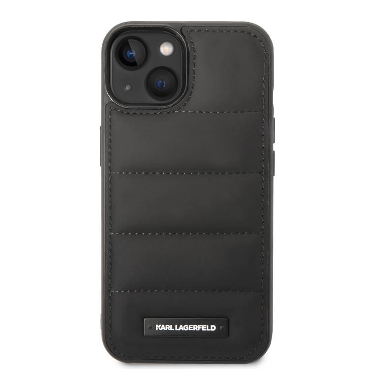 Karl Lagerfeld Quilted Nylon Puffy Case with Metal Logo Plate iPhone 14 Compatibility - Black