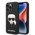 Karl Lagerfeld Liquid Silicone Case with Karl Head Logo iPhone 14 Pro Compatibility - Black