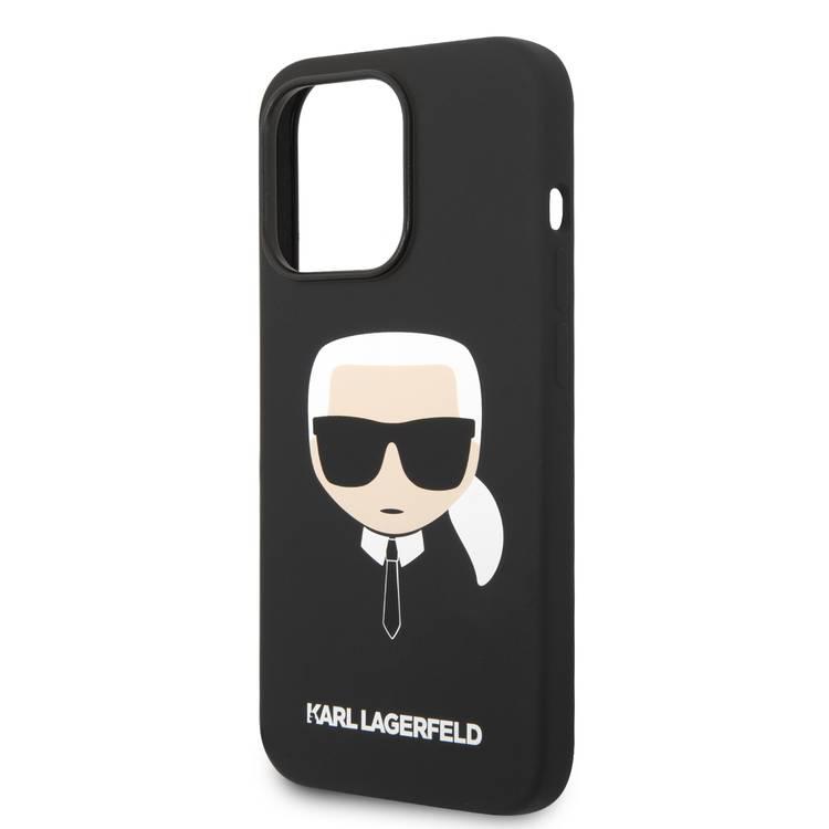 Karl Lagerfeld Liquid Silicone Case with Karl Head Logo iPhone 14 Pro Compatibility - Black