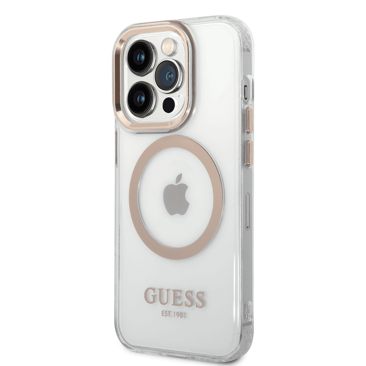 Guess Magsafe Compatibility Transparent Outline iPhone 14 Pro Max Compatibility - Gold