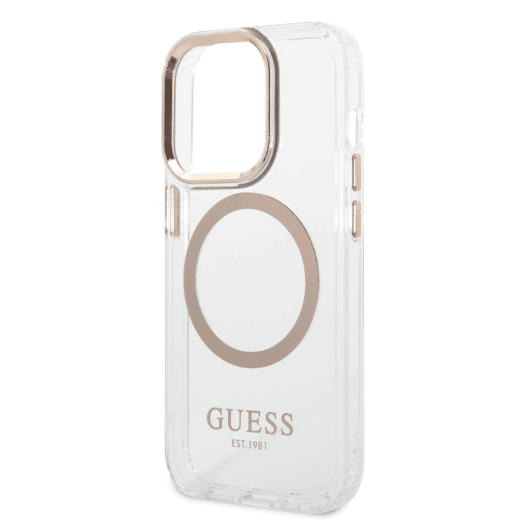 Guess Magsafe Compatibility Transparent Outline iPhone 14 Pro Max Compatibility - Gold