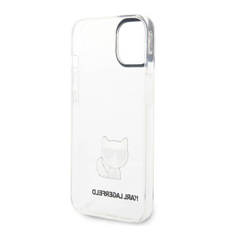 Karl Lagerfeld IML Case with Black Camera Outline & Printed Choupette Body Logo iPhone 14 Plus Compatibility - Transparent