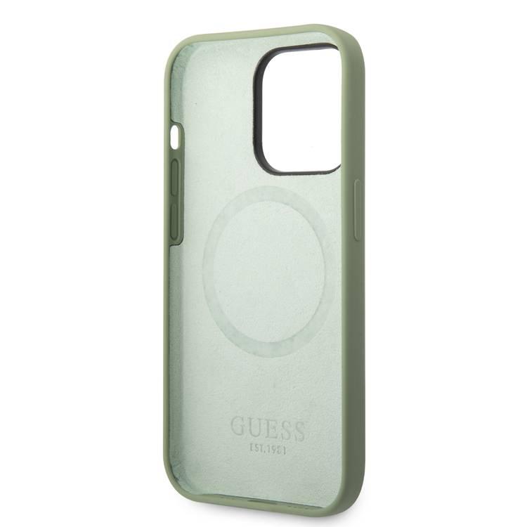 Guess Magsafe Silicone Case With Metal Plate Logo - Kaki