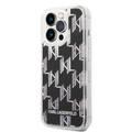 Karl lagerfeld Liquid Glitter Case Monogram Pattern & Multicolor Glitter iPhone 14 Pro Max Compatibility - Silver