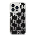 Karl lagerfeld Liquid Glitter Case Monogram Pattern & Multicolor Glitter iPhone 14 Pro Max Compatibility - Silver