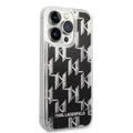 Karl lagerfeld Liquid Glitter Case Monogram Pattern & Multicolor Glitter iPhone 14 Pro Max Compatibility - Silver