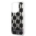 Karl lagerfeld Liquid Glitter Case Monogram Pattern & Multicolor Glitter iPhone 14 Pro Max Compatibility - Silver