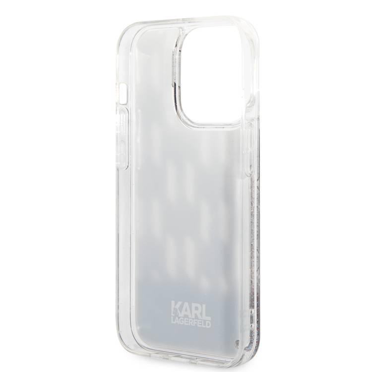 Karl lagerfeld Liquid Glitter Case Monogram Pattern & Multicolor Glitter iPhone 14 Pro Max Compatibility - Silver