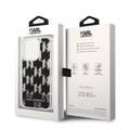 Karl lagerfeld Liquid Glitter Case Monogram Pattern & Multicolor Glitter iPhone 14 Pro Max Compatibility - Silver