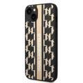 Karl Lagerfeld Grained PU Leather Case with Monogram Pattern & Vertical Logo Compatble iPhone 14 Plus Compatibility - Brown