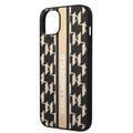 Karl Lagerfeld Grained PU Leather Case with Monogram Pattern & Vertical Logo Compatble iPhone 14 Plus Compatibility - Brown