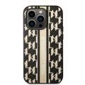 Karl Lagerfeld Grained PU Leather Case with Monogram Pattern & Vertical Logo Compatble iPhone 14 Pro Max Compatibility - Brown