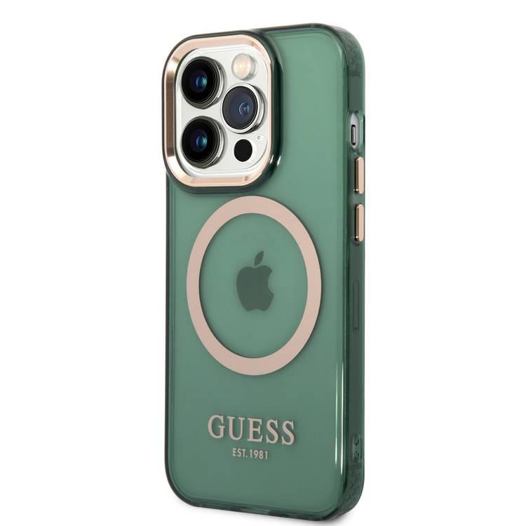 Guess Magsafe Case With Translucent Gold Outline - iPhone 14 Pro - Kaki