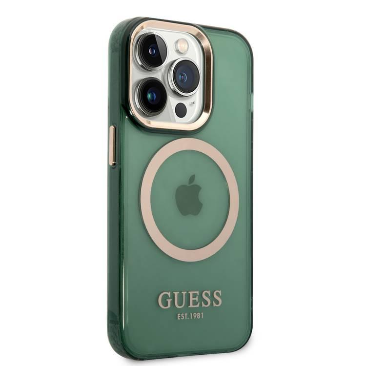 Guess Magsafe Case With Translucent Gold Outline - iPhone 14 Pro - Kaki