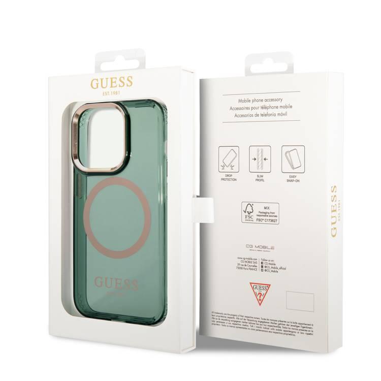 Guess Magsafe Case With Translucent Gold Outline - iPhone 14 Pro - Kaki