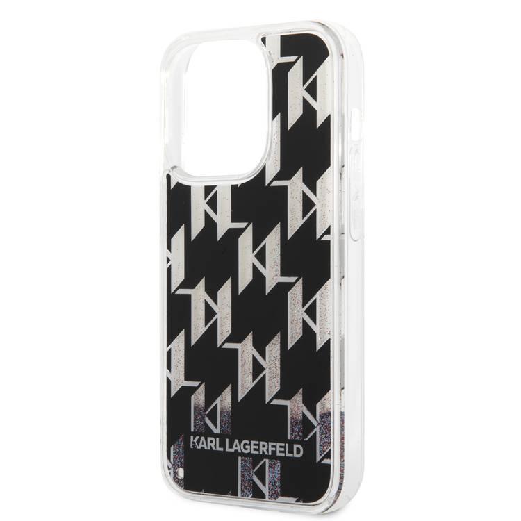 Karl lagerfeld Liquid Glitter Case Monogram Pattern & Multicolor Glitter iPhone 14 Pro Compatibility - Silver