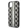 Karl Lagerfeld Grained PU Leather Case with Monogram Pattern & Vertical Logo Compatble iPhone 14 Compatibility - Gray