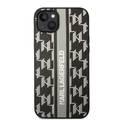 Karl Lagerfeld Grained PU Leather Case with Monogram Pattern & Vertical Logo Compatble iPhone 14 Compatibility - Gray