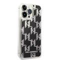 Karl lagerfeld Liquid Glitter Case Monogram Pattern & Multicolor Glitter iPhone 14 Pro Max Compatibility - Black