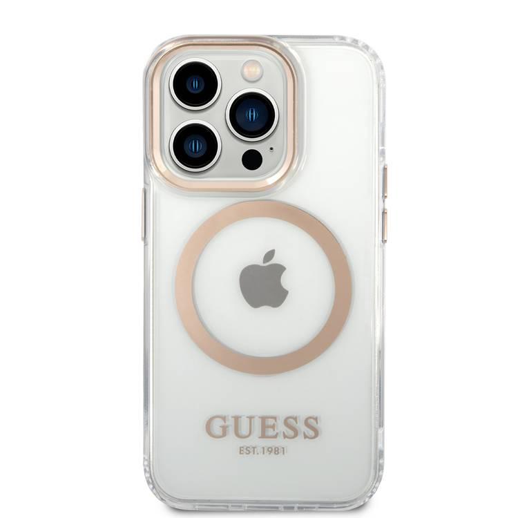 Guess Magsafe Compatibility Transparent Outline iPhone 14 Pro Compatibility - Gold